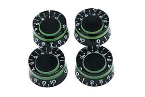 Dopro Set of 4 Black with Green Custom Metric LP Guitar Speed Dial ...