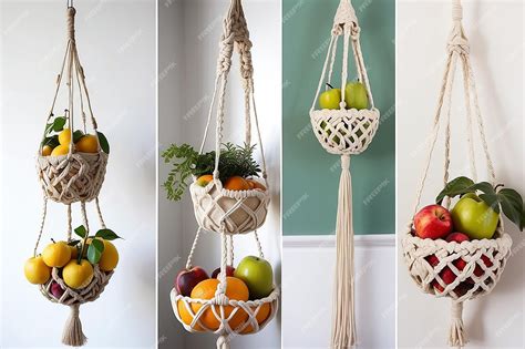 Premium Photo | DIY Macrame Hanging Fruit Basket for Kitchen Decor