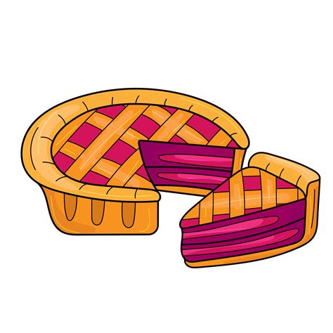 Cute cartoon pie. Cherry or bleuberry pie drawing. Cartoon image of ...