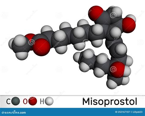 Misoprostol Molecule. it is Prostaglandin E1 Analogue. Molecular Model. 3D Rendering Stock ...