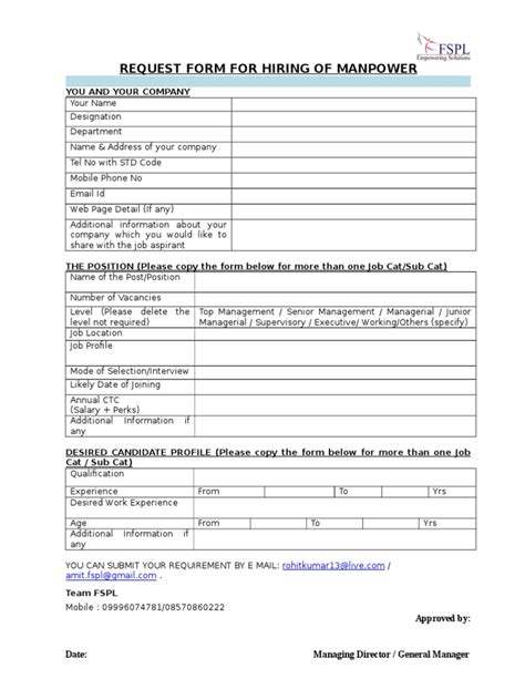 Image result for Manpower Requisition Form