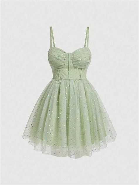 SHEIN MOD Women's Plus Size Contrast Mesh Sequin Corset Cami Date Night ...