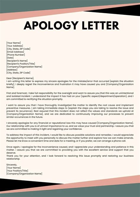 Free Printable Apology Letter Templates [Word, PDF] For Students