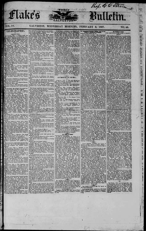 Flake's Weekly Galveston Bulletin. (Galveston, Tex.), Vol. 4, No. 49 ...
