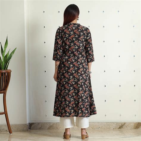 Bagru Hand Block Printed Cotton A-Line Long Kurta