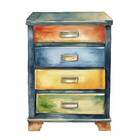File cabinet watercolor illustration isolated on white background ...
