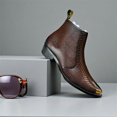 Ted Baker Brown Cuban Heel Boots Gold Toe | First Copy Boots