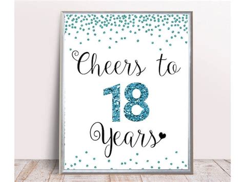 Cheers to 18 Years Sign Printable 18th Birthday Sign 18th - Etsy India