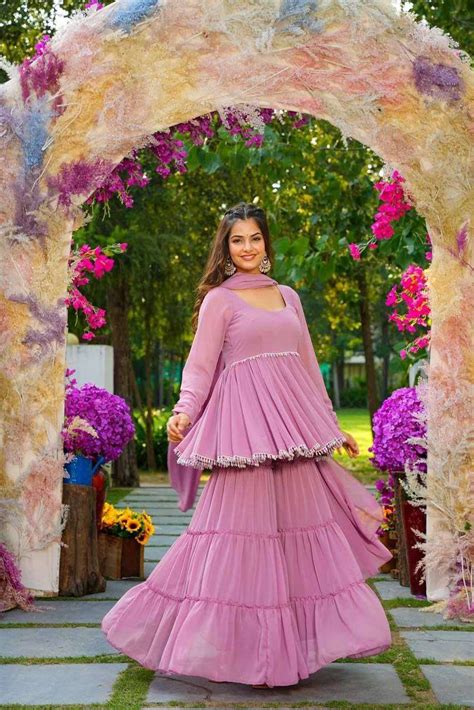 VAD 739 LEVENDER COLOUR FOX GEORGETTE FABRIC WITH LINING PARTYWEAR LOOK ...