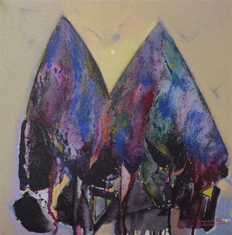"Untitled 3": Blue-Violet Abstract painting by Sanjay Tikkal – ArtZolo.com
