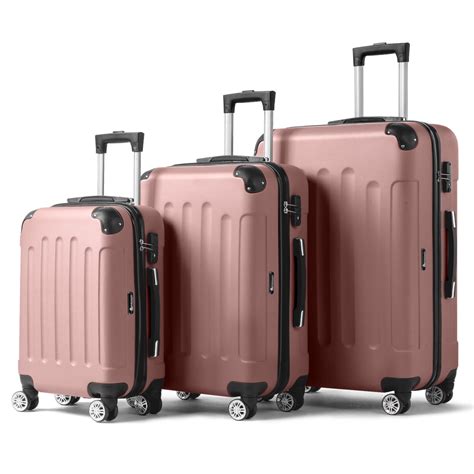 UBesGoo 3Pcs Large Hard Shell Luggage Set, ABS Trolley with TSA lock ...