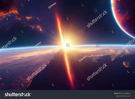 View Space Planet Earth Rising Bright Stock Illustration 2211788437 ...