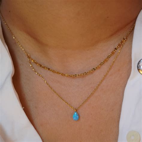 Anti tarnish Jewellery online | Gold Opal necklace