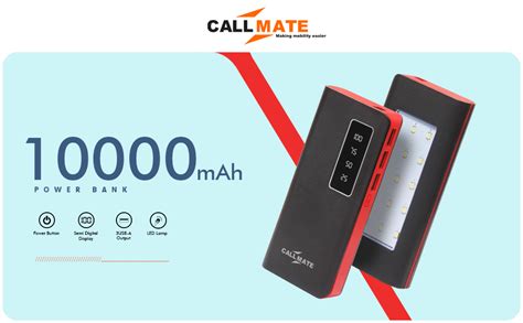 Callmate 10000mAh Power Bank with LED Lamp, 12W Fast Charging & Digital ...