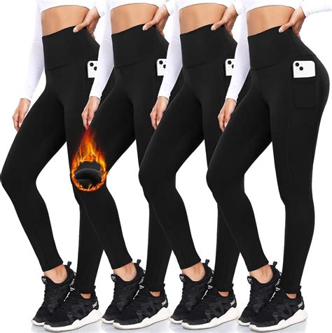 Amazon.com: FULLSOFT 4 Pack Fleece Lined Leggings with Pockets for ...
