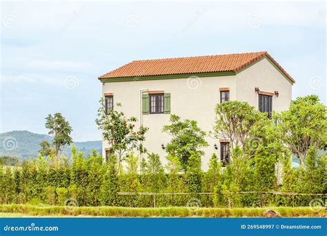 Alone Modern Italian House among Green Trees. Tranquility at Summer ...