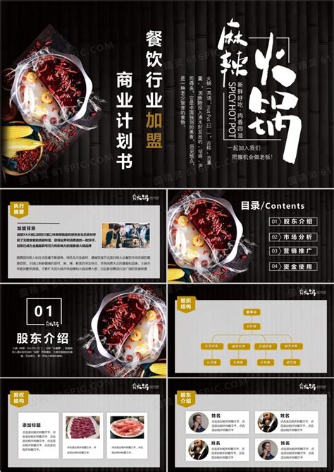 简约火锅餐饮加盟宣传模版PPT模板下载_熊猫办公