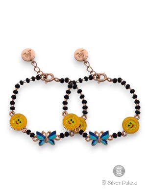 925 Silver Rose Gold Smiley Emoji Hanging Anklets For Kids Arjita ...