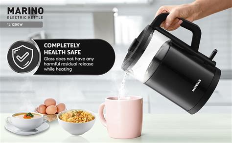 Havells MARINO Low Noise Glass Electric Kettle 1L|1200W Borosilicate ...