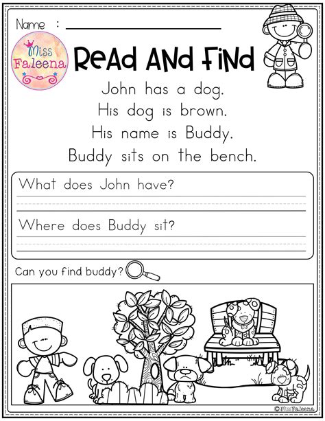 Free Printable Kindergarten Reading Worksheets - Printable Board Games