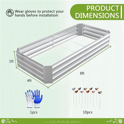 Buy RAXSINYER 8x4x1FT Raised Garden Bed, Galvanized Raised Garden Beds ...