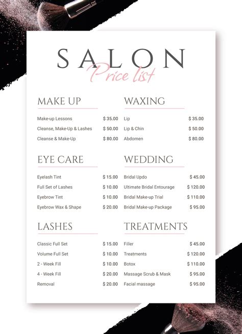 Salon price list template free – Artofit