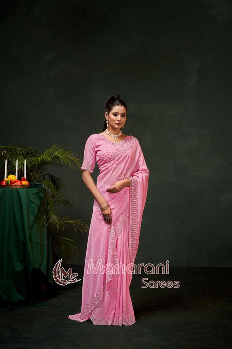 Swarovski work Organza Silk Saree – Maharanisaree