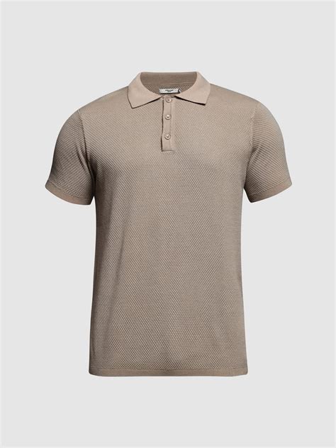 Brown Textured Knitted Polo