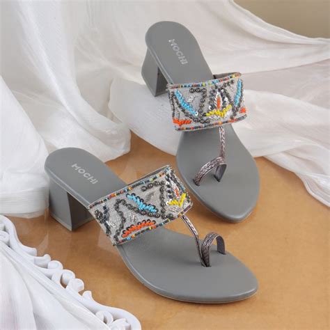 Buy Mochi Grey Wedding Sandal Heels Online