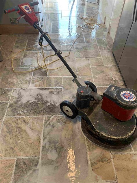 Blue Travertine Tiled Kitchen Floor Renovated in Sandwich - North Kent ...