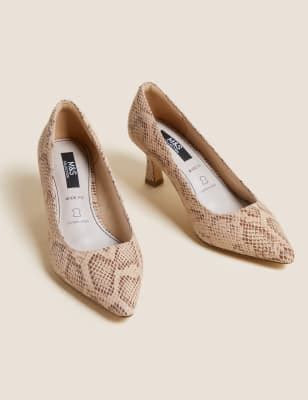 Wide Fit Leather Kitten Heel Court Shoes