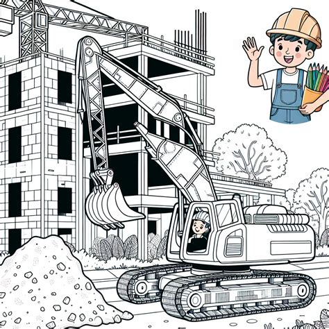 Construction Site Coloring Page