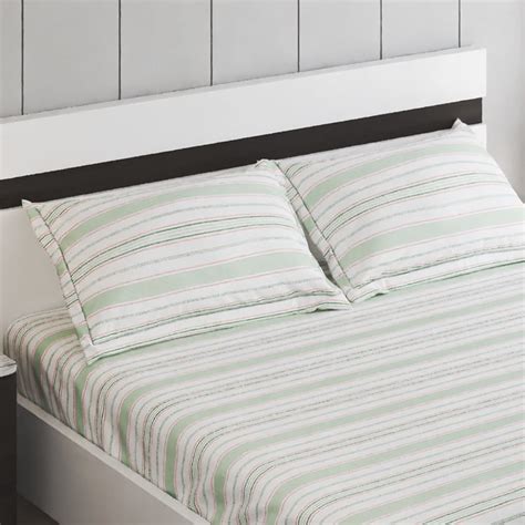 Buy Grandeur Cotton 200TC Striped 3Pcs Super King Bedsheet Set from ...