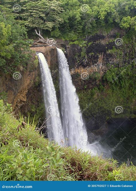 Wailua Falls, Island of Kauai, Hawaii, United States Stock Image ...