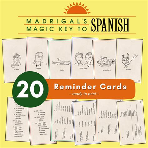 Madrigal's Magic Key to Spanish - 20 Printable "reminder Cards ...
