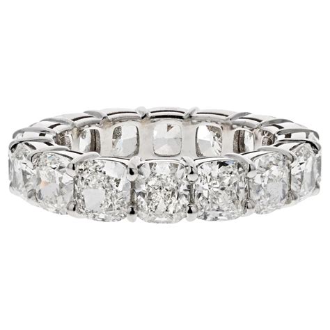GIA Cushion Cut Diamond Eternity Band Ring in 18k White Gold For Sale ...