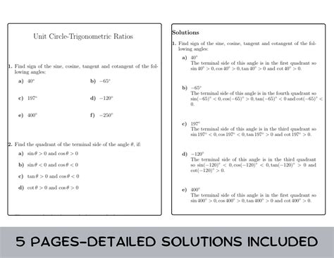 Unit Circle-Trigonometric Ratios Worksheet (with solutions) | Teaching Resources