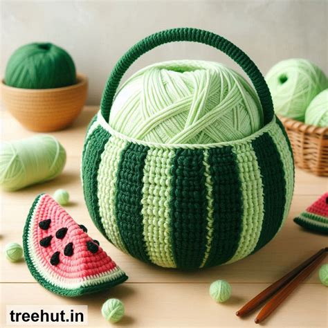 Watermelon Crochet Basket Ideas, Summer Crochet Ideas