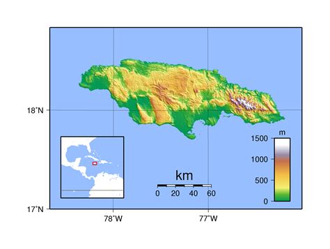 Jamaica physical map