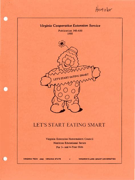 Fillable Online scholar lib vt LET'S START EATING SMART - Virginia Tech ...