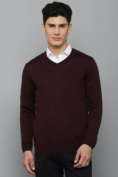 Buy Men Maroon Solid V Neck Full Sleeves Sweater Online - 768334 ...
