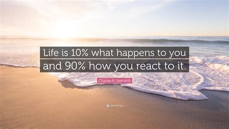 Charles R. Swindoll Quote: “Life is 10% what happens to you and 90% how ...