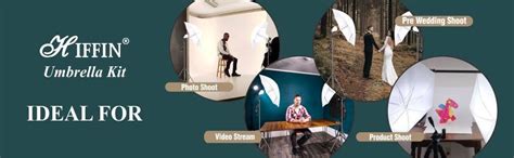 HIFFIN® Branded Mark I Umbrella White 80CM + Portable Foldable Umbrella ...