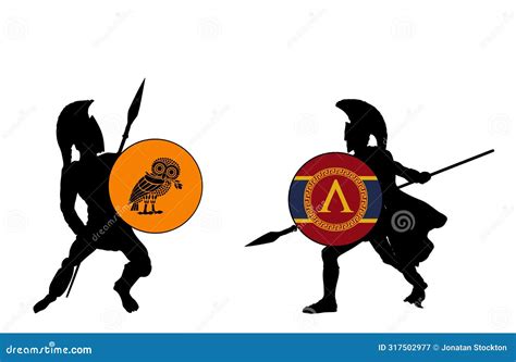 Athens And Sparta Flags Against Persian Empire Flag. Ancient Symbol ...
