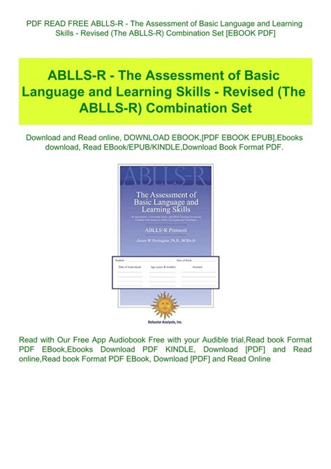 PDF READ FREE ABLLS-R - The Assessment of Basic Language and Learning ...
