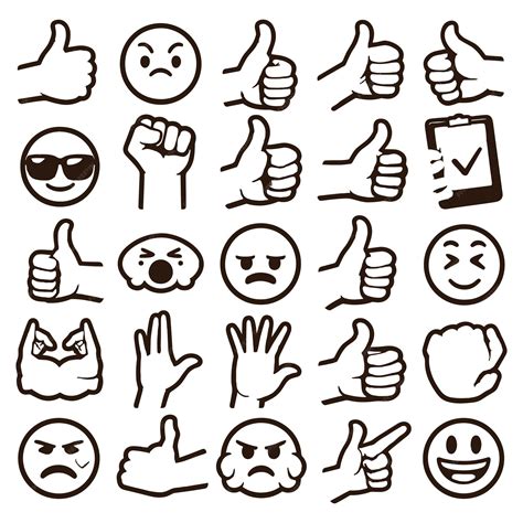 Premium Vector | Outline all hand emojis stickers in all skin colors hand emoticons vector ... - Similar T Emoji