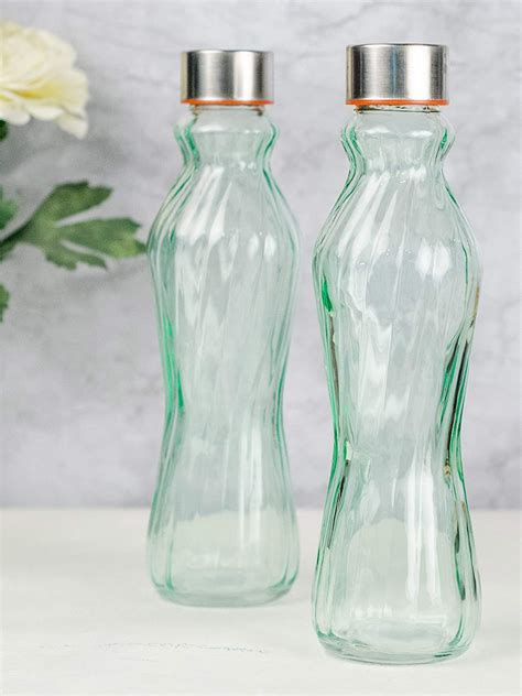 Goodhomes Glass Bottle in Aqua Green Colour with Airtight Cap for Water ...