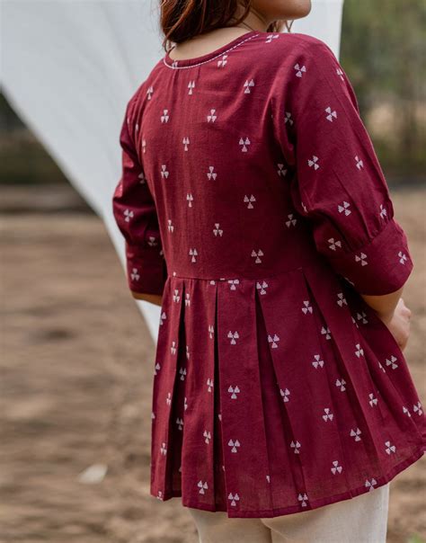 Shop Maroon Peplum Top Online - B-297-XS