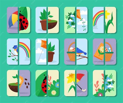 Premium Vector | Matching game cards printable