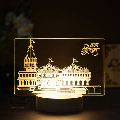 eCraftIndia Acrylic & Wood Base Shri Ram Mandir Ayodhya Temple Design